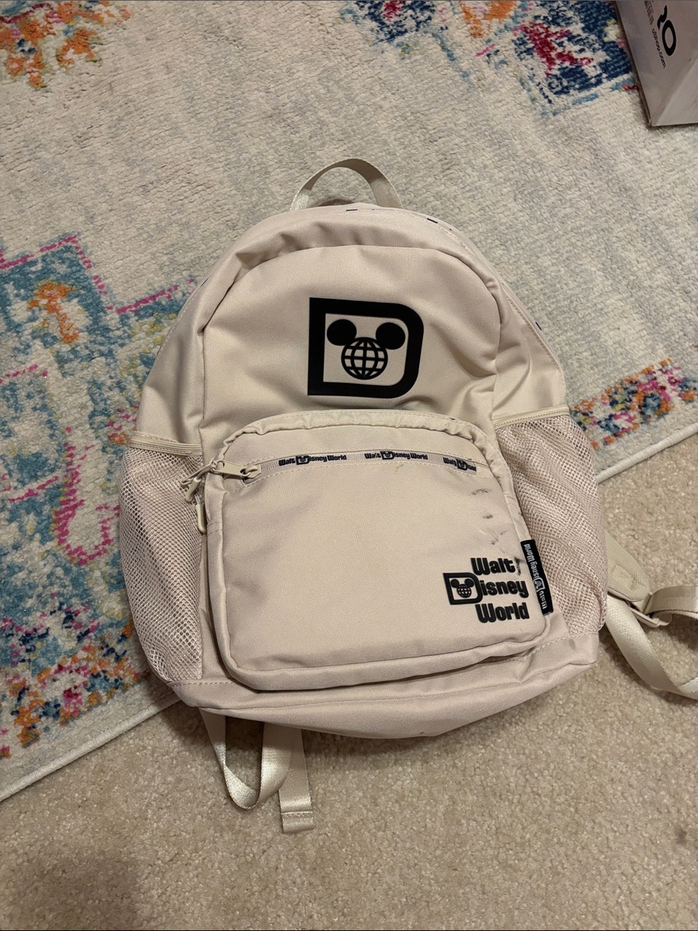 Disney Cream Backpack with Black Icon and Logo - Men Bags